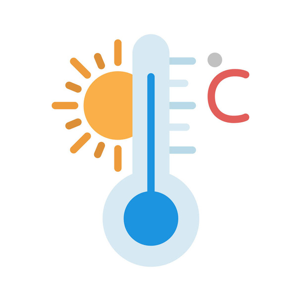 摂氏、温度、温度、温度、太陽の完全に編集可能なベクトルアイコン - ベクター画像