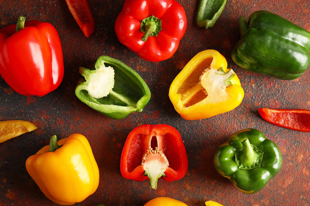 Fresh bell peppers on grunge background - Photo, Image