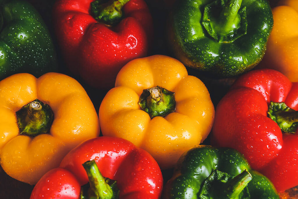 Fresh bell peppers as background - Foto, imagen