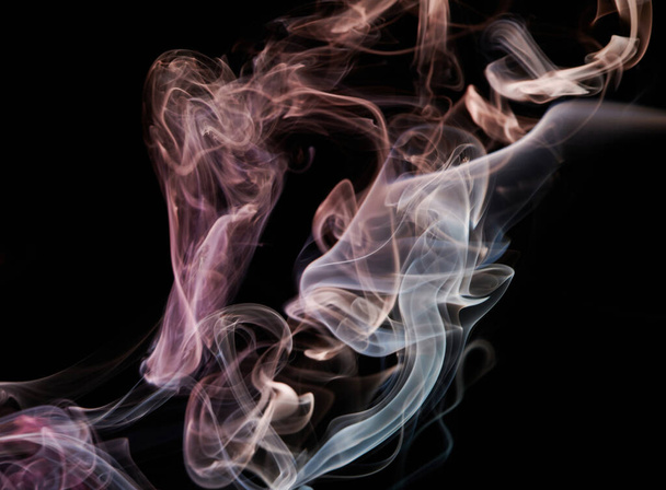 Smoke transparent brown color mist on black background. Abstract wave - Photo, Image