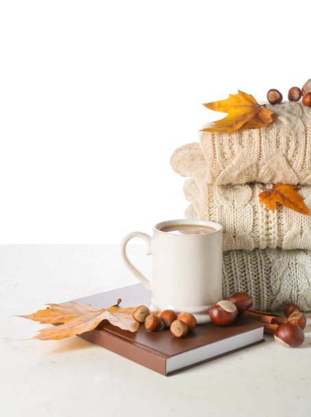 Stylish autumn clothes on white background - Photo, Image