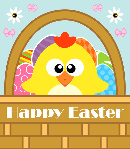 Happy Easter background with chicken - Vector, imagen