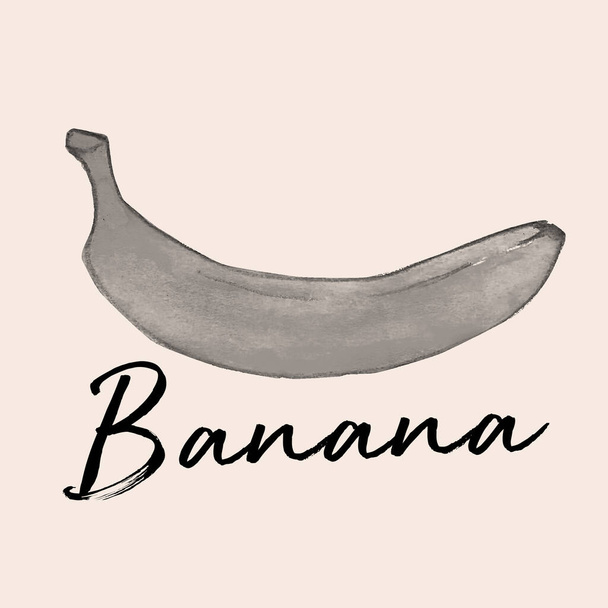 Aquarelle Hand drawn of banana text illustration. - Photo, Image