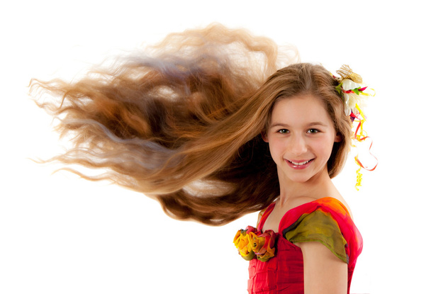 Young girl with long curly hair - Foto, Bild