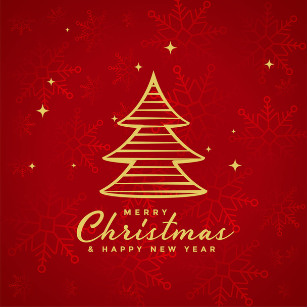 merry christmas red background with xmas tree design - Vector, Image