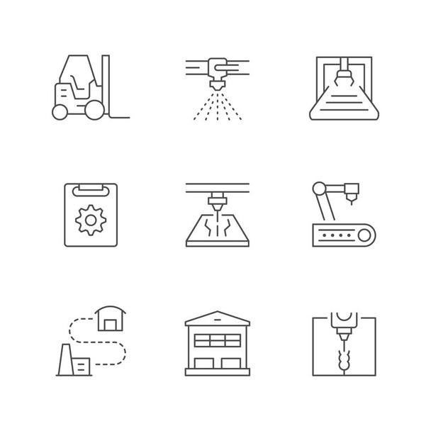 Set line icons of production plant - Vector, Image