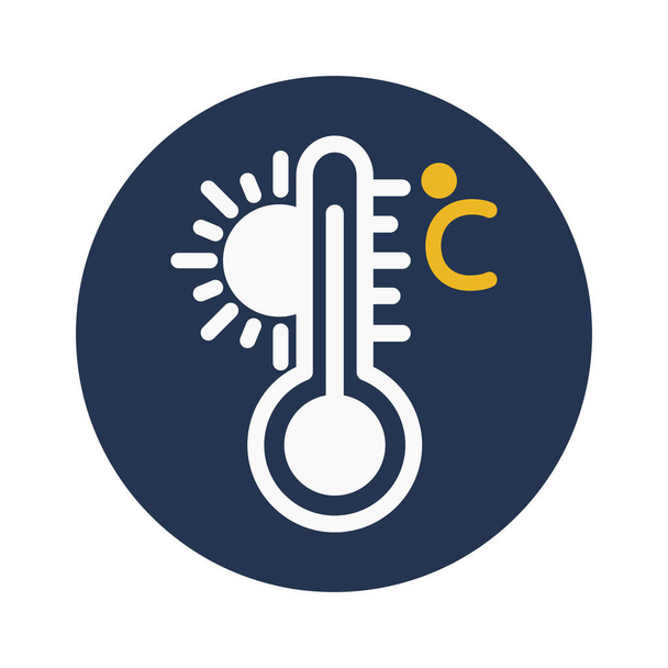 Κελσίου, θερμοκρασία, termometer, ήλιος πλήρως επεξεργάσιμο διανυσματικό εικονίδιο - Διάνυσμα, εικόνα