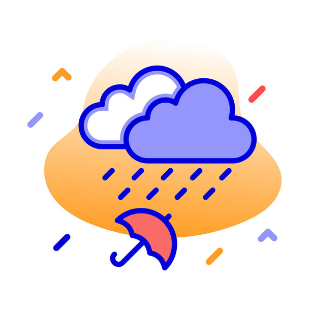 Облака, дождь, зонтик, погода полностью редактируемый векторный значок - Вектор,изображение