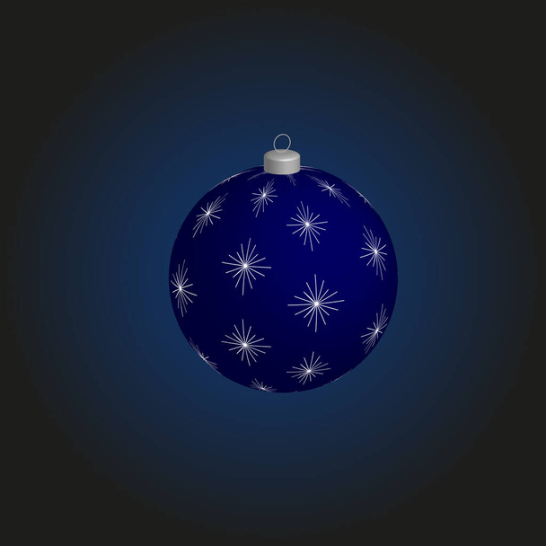 Christmas toy blue ball with white snowflakes. 3D vector. Blue sphere. Christmas Holidays. New Years Holidays. Card. Winter vacation. New Year. Poster. Booklet. - Vektori, kuva