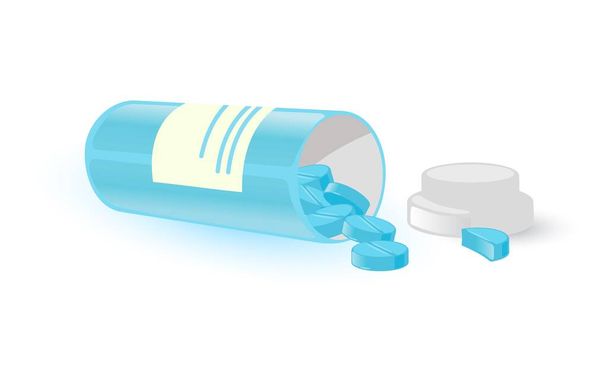 Kreslená spadlá láhev s pilulkami - Vektor, obrázek