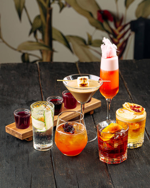 Variety of different mixed alcoholic cocktails - Photo, Image