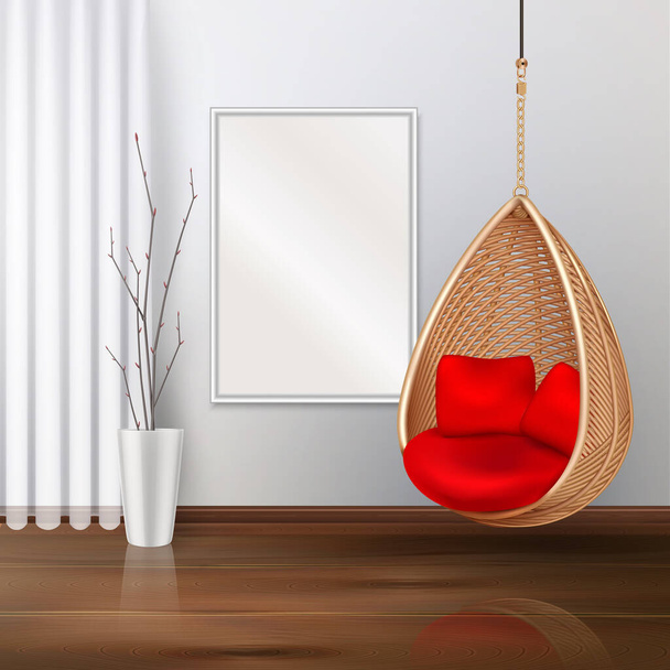 Cadeira de balanço Composição interior - Vetor, Imagem