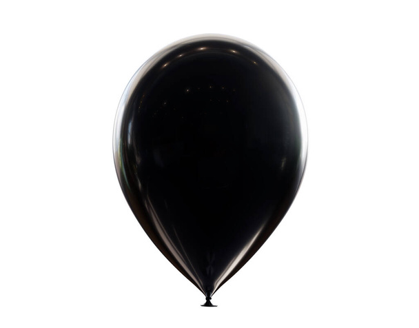 one black balloon close up isolated on white, 3d render - Zdjęcie, obraz