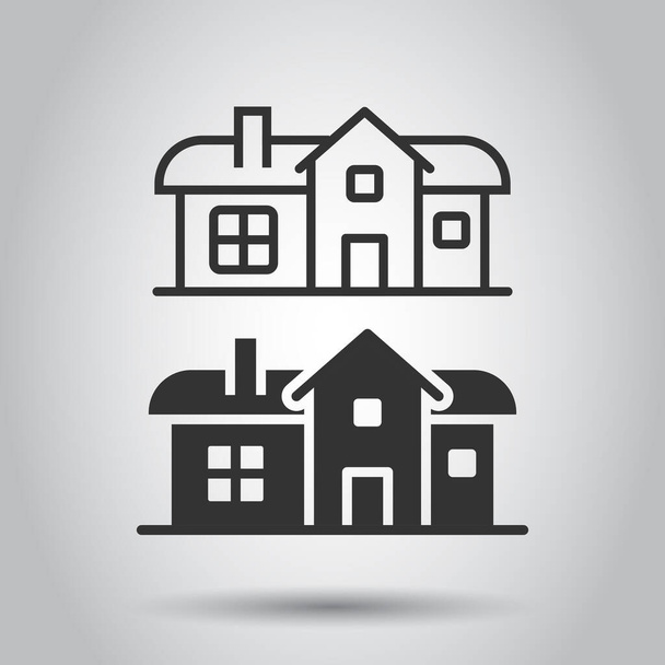 Building icon in flat style. Home vector illustration on white isolated background. House business concept. - Vecteur, image