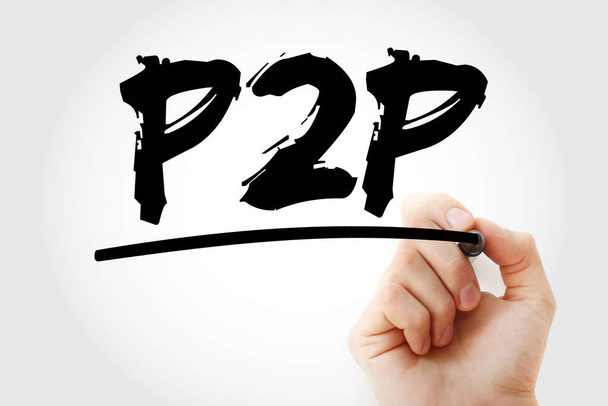 P2P - Per to Per acrónimo con marcador, fondo de concepto de tecnología - Foto, Imagen