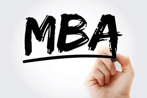 MBA - İşletme Yönetimi Master metni işaretleyici, kavram arka planı - Fotoğraf, Görsel