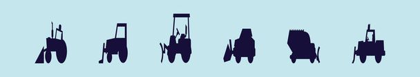 набір снігових тракторів зі снігоходом у шаблоні дизайну іконок мультфільму плуга з різними моделями. сучасна Векторна ілюстрація
 - Вектор, зображення