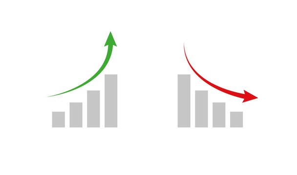 Graph, growth and decline icon. Aroww chart, vector isolated illustration - Vettoriali, immagini