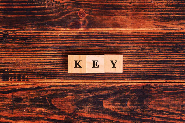 KEY Word Written In Wooden Cube. Business concept. - Φωτογραφία, εικόνα