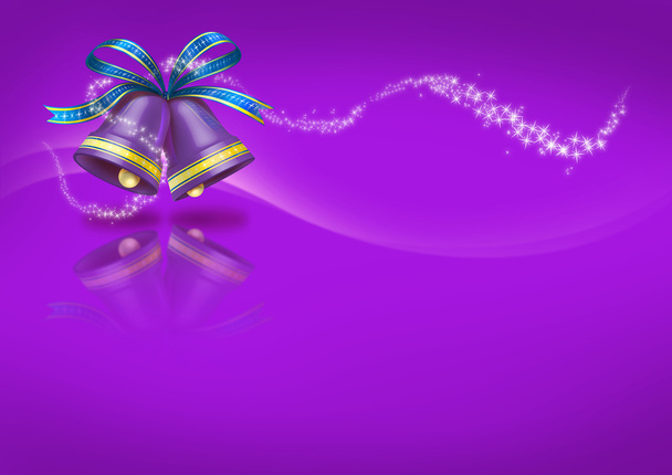 紫色の背景にクリスマスの鐘 - 写真・画像