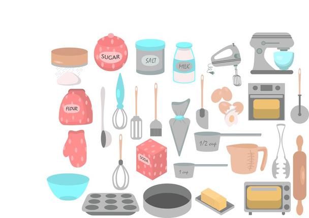 Conjunto de iconos de panadería. Elementos vectoriales para su diseño. Vector dibujado a mano conjunto de productos de panadería - Vector, Imagen