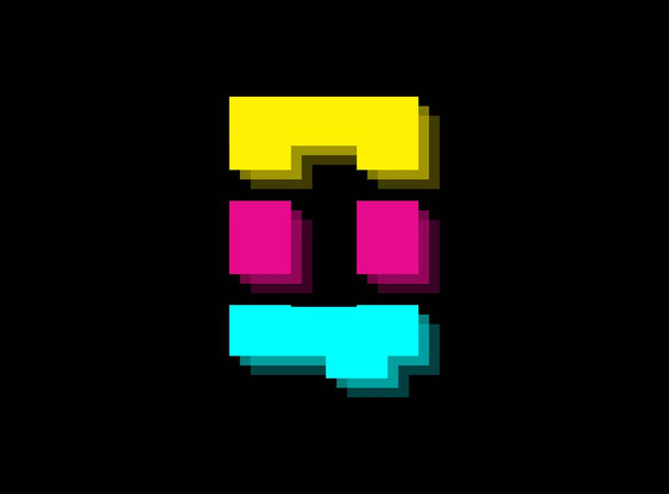Logotipo da fonte da cor de Cmyk, desing do vetor da letra de Q. Dinâmico dividir azul, rosa, cor amarela no fundo preto. Para mídias sociais, elementos de design, cartaz criativo, modelo web e mrore                        - Vetor, Imagem