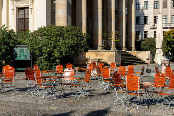 the gastronomy around the gendarmenmarkt in the city during the new part lockdown in november 2020 - Photo, Image