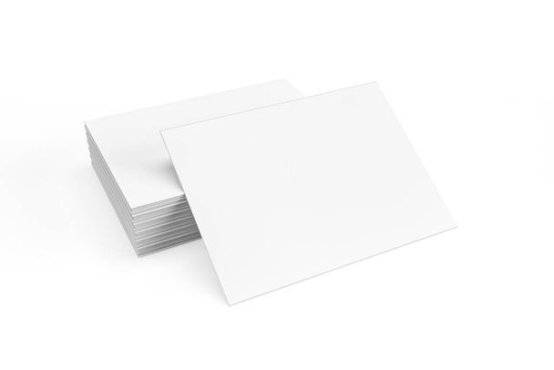 Visitenkarten-Attrappe - Stapel Visitenkarten isoliert auf weißem Hintergrund - 3D-Render - Foto, Bild