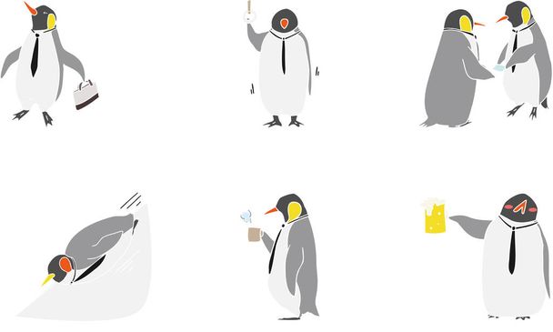 Набір ілюстрацій працівника антропоморфного офісу пінгвіна
 - Вектор, зображення
