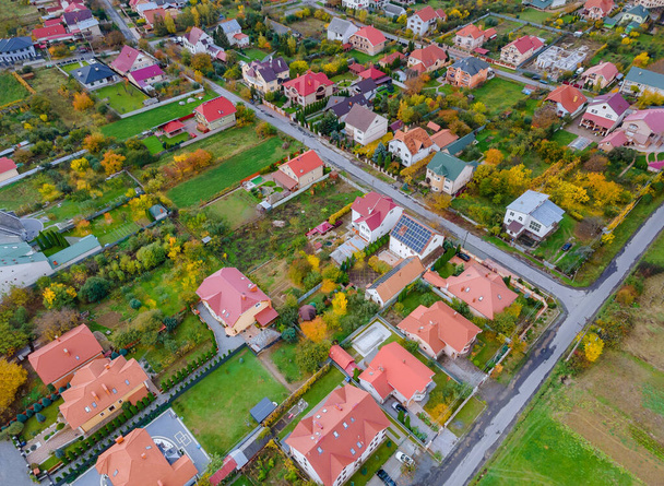 Aerial view urban developing city landscape in city on the Uzhhorod in Zakarpattya UKRAINE - Photo, Image