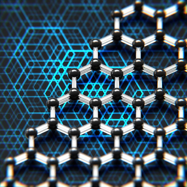 Close-up on graphene with hexagonal and decorative background - Photo, Image