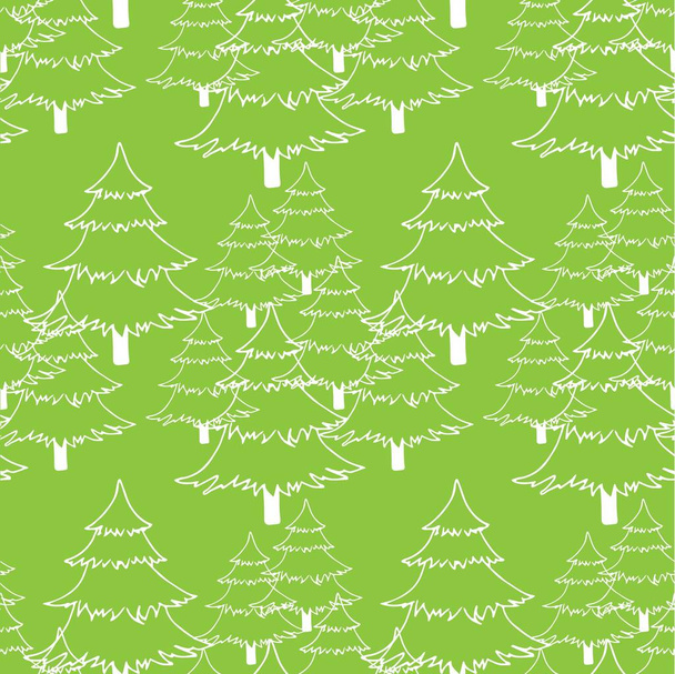 Outline white fir tree seamless pattern on grey art design stock vector illustration for web, for print, for wall paper, for wrapping paper - Vector, Image