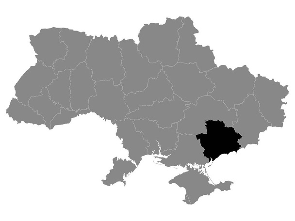 Black Location Map of Ukrainian Region (Oblast) of Zaporizhia within Grey Map of Ukraine - Vector, Image