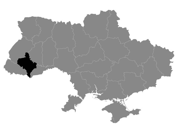 Black Location Map of Ukrainian Region (Oblast) of Ivano-Frankivsk within Grey Map of Ukraine - Διάνυσμα, εικόνα