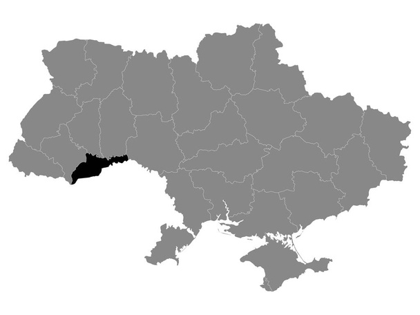 Black Location Map of Ukrainian Region (Oblast) of Chernivtsi within Grey Map of Ukraine - Vector, Image