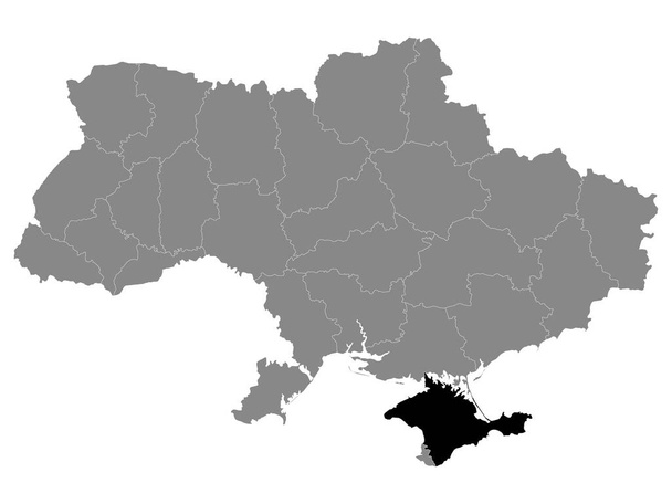 Карта Черного местоположения Украинской Автономной Республики Крым в рамках Серых карт Украины - Вектор,изображение