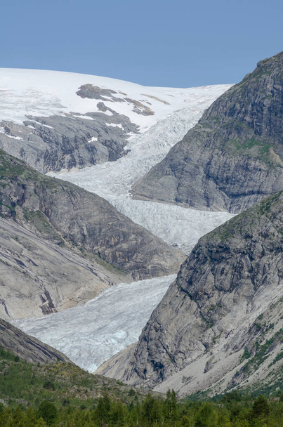 Summer mountain landscape with Nigardsbreen glacier flowing from main Jostedalsbreen glacier, Norway, Scandinavia - Zdjęcie, obraz