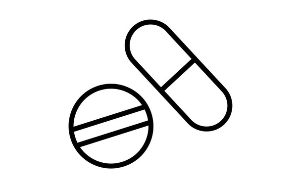 Einfaches Kapsel- und Pillensymbol, schwarz-weiß - Vektor, Bild