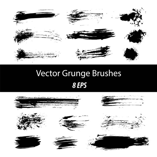 a set of grunge brushes of different shapes and densities. Vector isolated clipart - Vector, Image