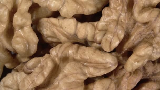 Rotation of walnuts close up. Kernels close-up. Super macro. - Footage, Video