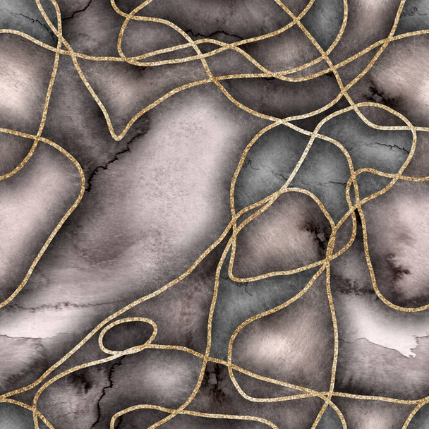 Бесшовные минималистские абстрактные краски и золотые кривые - Фото, изображение
