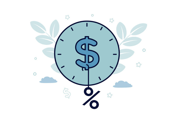 Finance. Credit. Of the dial with the dollar sign on which the percent sign hangs on a hook, the inscription credit. Vector illustration - Vector, Image