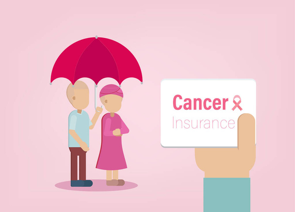 Concetto di assicurazione contro il cancro disegno piatto illustrazione vettoriale - Vettoriali, immagini