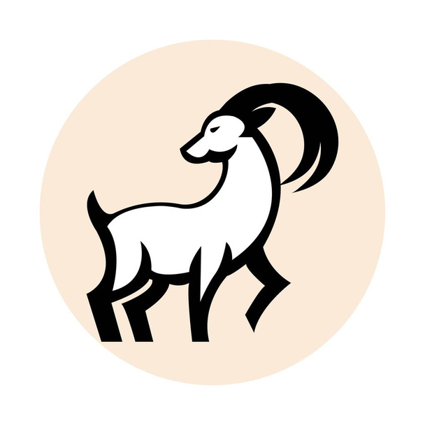 Goat Vector Simples Design de Logo Moderno - Vetor, Imagem