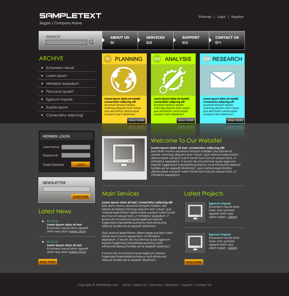 Vector Website Design Template - Вектор,изображение