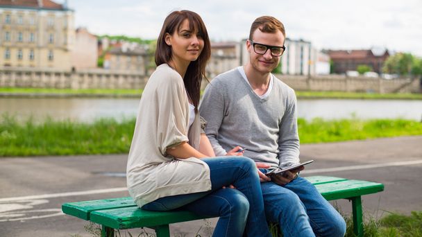 Couple on bench - Photo, image