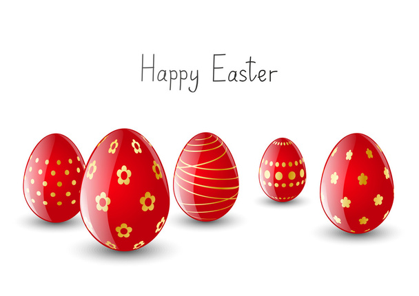 Huevos rojos de Pascua sobre fondo blanco
 - Vector, imagen