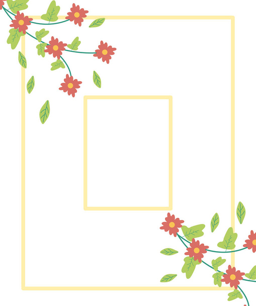 virágok kert négyzet alakú keretben - Vektor, kép