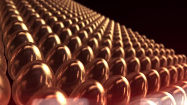 4k A Row Of The Golden Eggs. 3D close up loop background - Footage, Video
