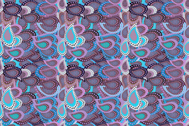Seamless Beautiful fabric pattern. Raster - stock. Brown, neutral and violet on colors. Doodles cute pattern. Nice background. - Photo, Image